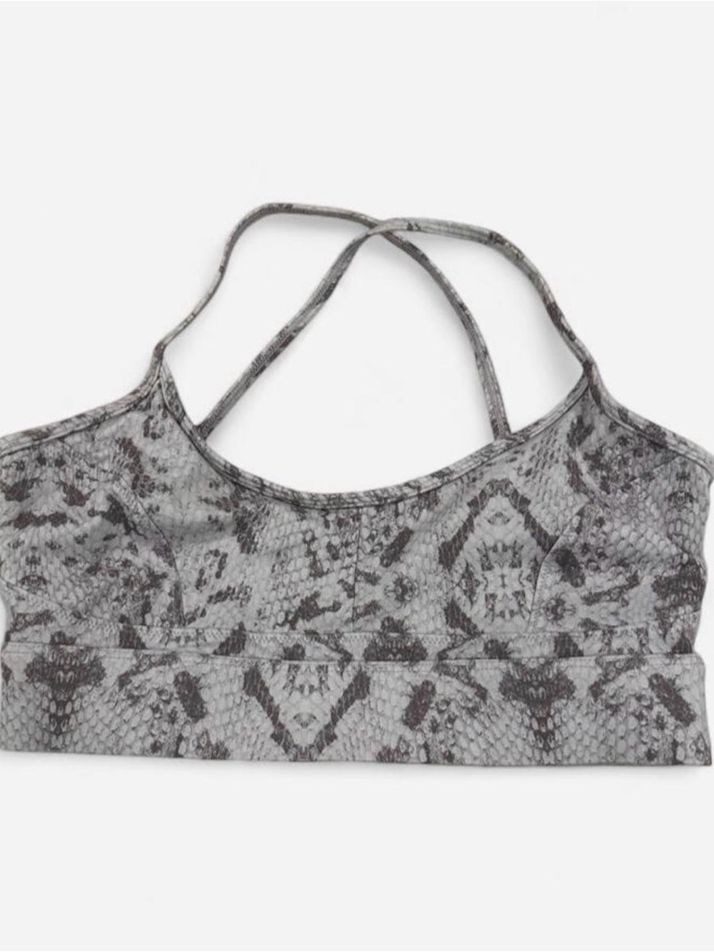 Varley Gray Snake-Print Strappy Sports Bra
